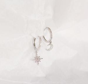 Wholesale Mini Huggie Hoop <strong>Earrings</strong> Starburst Crystal Gold Plated <strong>Dangling</strong> CZ Micro Pave <strong>Sterling</strong> <strong>Silver</strong> Moon Star Drop <strong>Earrings</strong> - Product Image 6