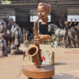 Jazz Saxophone <span class=keywords><strong>Player</strong></span> nhạc sĩ điêu khắc đồng người đàn ông chơi Saxophone tượng để bán - Product Image 5