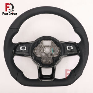 Volante de cuero para interior de Volkswagen <span class=keywords><strong>Polo</strong></span> 6R, Scirocco, Jetta, Tiguan T6, Passat B6, B7, B8, Amarok, Eos, Variant, R-Line. - Product Image 1