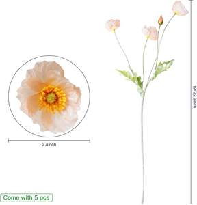 Flor Artificial de Seda de Amapola de Alta Calidad con 4 Cabezas para Decoración del Hogar, Flor Artificial - Product Image 3