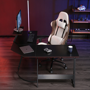 Modern Home Office <strong>PC</strong> Desk Corner Gaming <strong>Table</strong> with LED Cup Holder and Headset Hanger Made of <strong>Wood</strong> and Metal - Product Image 1