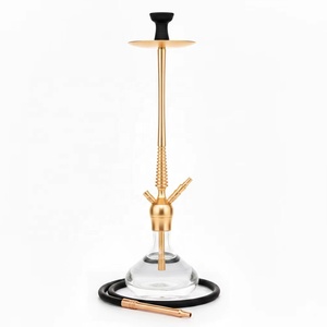 Golden Torch 30 Zoll Kupfer-Aluminium Shisha mit Tonkopf, Silikonschlauch und klarer Glasvase - Product Image 5