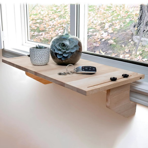 Solid Wood Window Sill Extender Natural Color Clip On Type For Living Room Balcony Plant Storage - Product Image 1