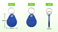 Porte-clés RFID personnalisé avec puce NFC, conception de logo pour l'accès aux portes, l'hôtellerie et les paiements, 13,56 MHz, porte-clés étanche