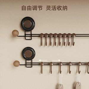 Suction Cup Wall Hooks With 8 Wooden Pegs For Clothes Storage Bedroom Door Rack Punch Free Installation - Product Image 3