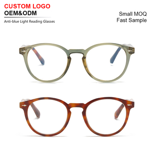 Sunray OEM Blue Light Blocking Round Reading Glasses Spring Hinge Fashion Rivet Senior Elderly Readers for Women Men - Product Image 1