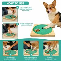 Planche à gratter pour chiens à résistance réglable avec 6 bols en acier inoxydable, pour le toilettage des pattes, en bois antidérapant