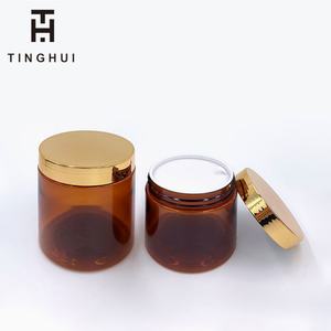 Emballage cosmétique biodégradable de luxe OEM, pot en plastique PET vide pour crème avec couvercle doré, différentes capacités - 100 ml, 250 ml, 300 ml, 500 ml - Product Image 4