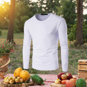 Camiseta de Manga Larga para Hombre, de Algodón, Informal, Lisa, Transpirable, de Secado Rápido, Venta al Por Mayor, Envío Rápido - Product Image 2