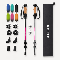 Bâtons de randonnée télescopiques en fibre de carbone ultra-légers antidérapants, 3 sections, verrous, portables, pliables, pour la randonnée et le trekking