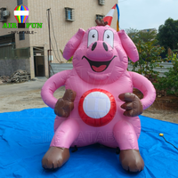 Ballon publicitaire gonflable en forme de cochon de dessin animé en promotion, mascotte gonflable rose en forme de cochon assis