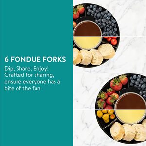 Ensemble de pot à fondue au fromage en fonte de 2 qt avec lames en acier inoxydable, 6 fourchettes colorées codées, manuel pour la fondue au chocolat - Product Image 6