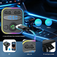 Adaptateur de chargeur de téléphone avec lecture de musique sur carte TF G42/avec écran numérique/lumière LED/station de charge double USB/chargeur de voiture sans fil