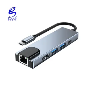 Hot Selling Aluminum Type C Dual Usb Hub Multi Function Adapter 5 In 1 BYL2017 PD100w Docking Station In Stock