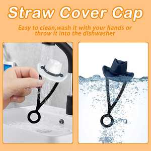 Sombrero de vaquero de silicona de 10mm, tapa de pajita reutilizable para beber, cubiertas para polvo, accesorios para Barra de vaso de 40oz, tapa de botella de embalaje a granel - Product Image 3