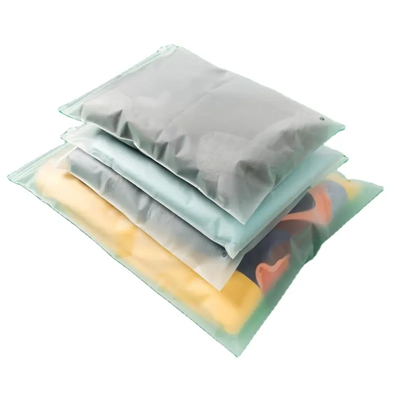カスタムマットフロスト生分解性プラスチック包装ジッパーバッグTシャツ水着ジップロックロゴ付き衣類バッグ