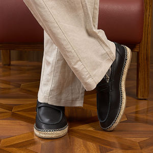 Zapatos Mocasines de Verano para Hombre, Refrescantes, de Cuero Genuino, Estilo Italiano, Negros, Casuales - Product Image 4