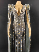 Robe de soirée sirène transparente à col en V et dos nu, ornée de perles et de strass, style déesse grecque, pour invité de mariage ou anniversaire