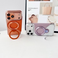 Étui portefeuille magnétique à chargement sans fil avec support et porte-cartes transparent en TPU pour iPhone 12 13 14 15 16 17 18 Pro Max