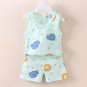 2025 Version coréenne été respirant enfants gilet ensemble garçons et filles bébé dessin animé mince sans manches gilet Shorts à la mode - Product Image 6