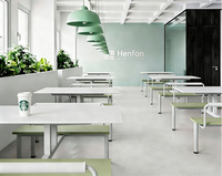 Nouvelle conception 2026 : Ensemble table et chaises en acier durable pour restaurant rapide et cantine hospitalière (4 personnes)
