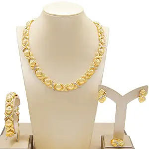 Yulaili mode plaqué or alliage Zinc ensemble de bijoux pour femmes bijoux de mariage collier câlin et baiser Xoxo ensembles de bijoux de mode