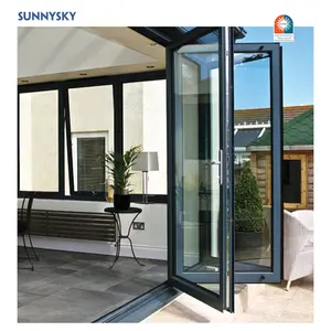 Sunnysky porte a libro in alluminio termosaldate esterne impermeabili moderne porte a soffietto Standard australiano per la casa