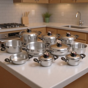 Phẫu thuật Thép không gỉ T304 <span class=keywords><strong>Cookware</strong></span> <span class=keywords><strong>Set</strong></span> Waterless greaseless đồ nấu nướng 16 cái rộng cán cạnh nồi và Pan <span class=keywords><strong>Set</strong></span> - Product Image 1