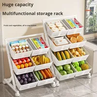 Chariot de rangement de cuisine domestique, étagère multi-niveaux en métal, panier à fruits et légumes, support de collation sur pied pour salon