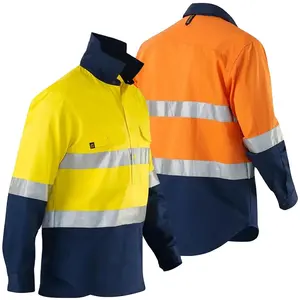 Comfortable Electrician Work Clothes Fr Clothing Flame Resistant Navy Blue Cotton Safety Coverall