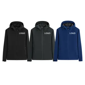 Toptan özel nakış logosu su geçirmez fermuar softshell ceket Polyester mont rüzgarlık ceket erkekler ve kadın için