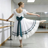 Robe de tutu de danse classique longue pour femmes, blanche, professionnelle, de haute qualité, pour la performance