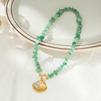 Bijoux de plage bohèmes en acier inoxydable plaqué or PVD 18 carats, avec perles en pierre naturelle et coquille Saint-Jacques, résistants au ternissement, sur le thème de l'océan