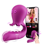 G-Punkt Dildo Vibrator mit 360° Luftimpuls und Tentakel, 9 Vibrationsmodi, App-Steuerung, Stimulator für Frauen und Paare, Lila