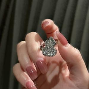 Bague en argent pur S925, motif fleur de voiture et gourde, nouveau style chinois, incrustation de niche, design léger et luxueux, surface taillée simple, bague Fulu, bijoux - Product Image 4