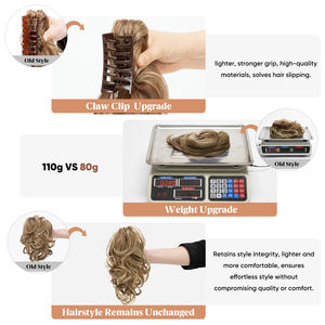 Extensions de cheveux queue de cheval à griffes, courte fibre bouclée, résistante à <span class=keywords><strong>la</strong></span> chaleur, synthétique naturel <span class=keywords><strong>et</strong></span> ondulé pour femmes, vente en gros - Product Image 6