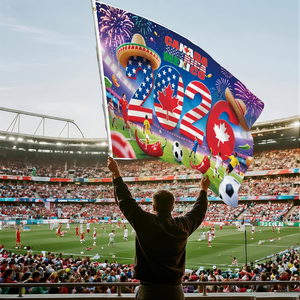 Bandiera della Coppa <span class=keywords><strong>del</strong></span> Mondo di Calcio 2026 3x5 Piedi, Monofacciale con Doppia Cucitura, Decorazioni per Interni ed Esterni, Regali e Souvenir, Bandiera da Giardino - Product Image 5