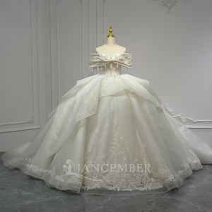 Robe de mariée élégante Xs246, col cœur, dos lacé, perles de cristal, robe de mariée personnalisable Jancember - Product Image 2
