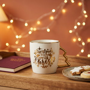 Christmas Gold Trim Luxury Design Porcelain Coffee Mug with Gift <b>Box</b> Dishwasher & Microwave Safe Hot Selling - Product Image 6