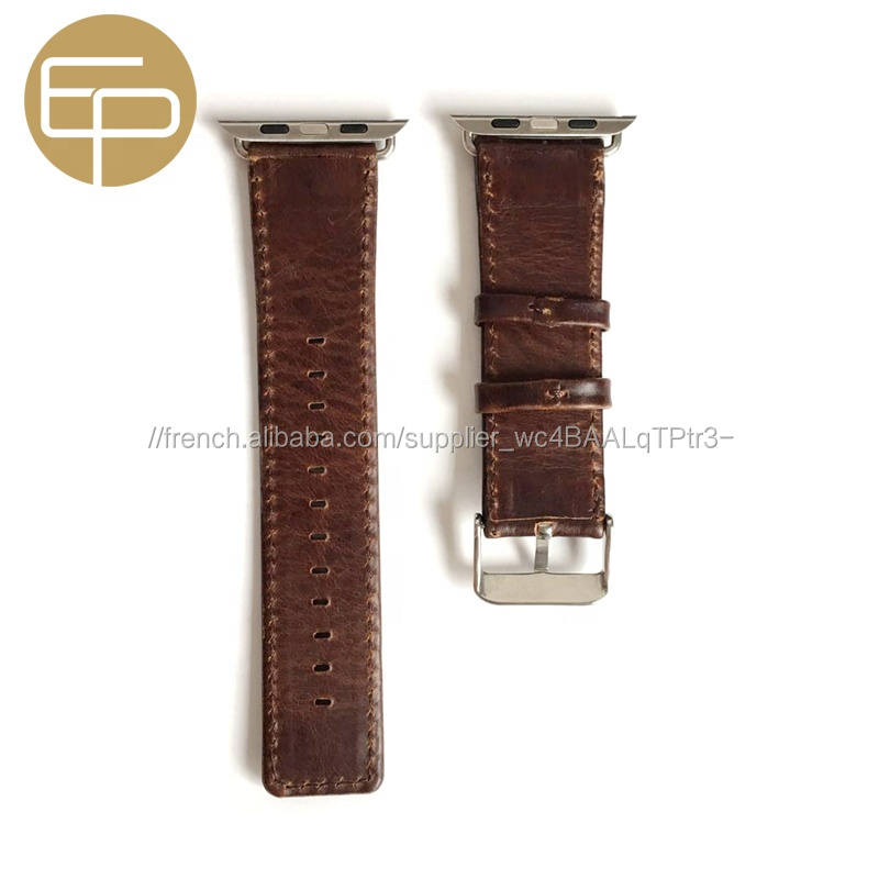 personnalisées rapide brun queue carrée d'huile vintage en cuir véritable bracelet de montre pour Apple Montre 38 40 42 44mm