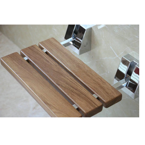 Teak Wall Mounted <b>Folding</b> Chair Entryway Shower <b>Stool</b> Modern Simple Design - Product Image 2