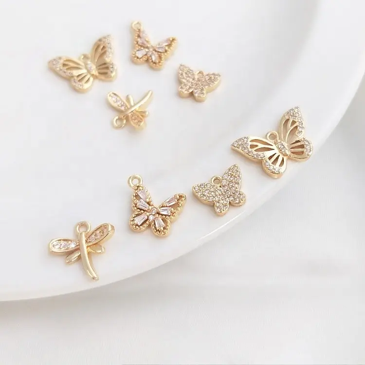 New Arrivals 2021 Butterfly Zircon Charms For Bracelet Making Jewelry Designer Charms For Diy Bracelet