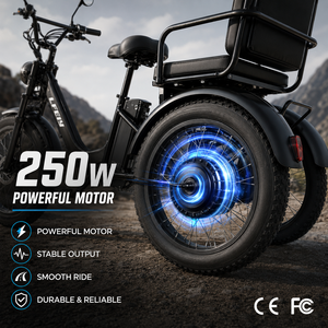<span class=keywords><strong>Tricycle</strong></span> <span class=keywords><strong>électrique</strong></span> à gros pneus pour adultes, moteur 250W, <span class=keywords><strong>tout</strong></span>-<span class=keywords><strong>terrain</strong></span>, certifié CE FCC, fabrication OEM ODM - Product Image 2
