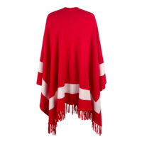 Fabricant de chandail de sororité Cape en tricot personnalisé pour femmes chandail jacquard à rayures et à pompons en acrylique à la mode poncho d'enveloppement