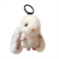 Nouveau porte-clés mignon pour couple, mousqueton en fourrure de lapin douce et colorée, pompon lapin en peluche, pendentif personnalisable, cadeau bijou
