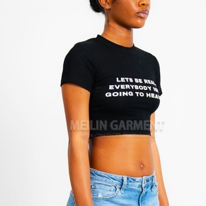 Custom Printed logo Neck Crop <b>Top</b> Tshirts Short t Shirts Women Short Sleeve Custom Crop <b>Tops</b> for Women - Product Image 4