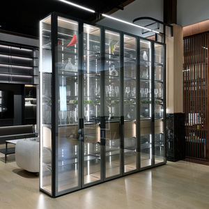 Vitrine en verre avec éclairage <span class=keywords><strong>LED</strong></span> |   Armoire à vin en aluminium avec étagères et tiroirs |   Vitrine moderne en verre - Product Image 2