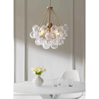 3 - Light Dimmable Sphere Lustres Glass Globe Shades Clear Bubble Mid-century Bathroom Ambient 3-light Cluster Pendant Light
