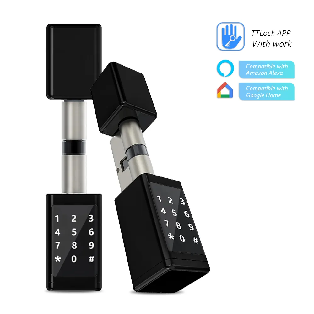 Eseye Remote Control Waterproof Smart Europe Cylinder Password Digital Electric Ttlock APP Smart Door Lock Cylinder