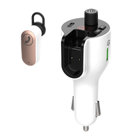 Transmisor FM para Auto G52 BT 5.0 Manos Libres, Auriculares Inalámbricos Desmontables, Cargador USB Tipo-C de Doble Puerto QC3.0, Reproductor MP3, Alcance de 10m